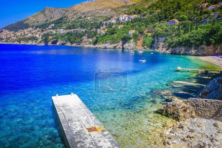 Photo for Elaphiti islands, turquoise adriatic beach in Dalmatia at sunny day, Croatia - Royalty Free Image