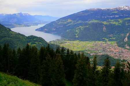 Téléchargez les photos : Interlaken and Thun Lake from above Schynige Platte, Swiss alps, Bernese oberland, Switzerland - en image libre de droit