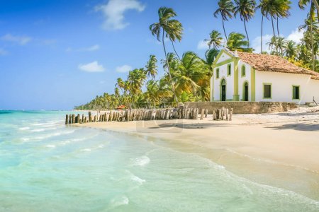 Carneiros Beach and idyllic Chapel in Pernambuco, Northeastern Brazil, South America