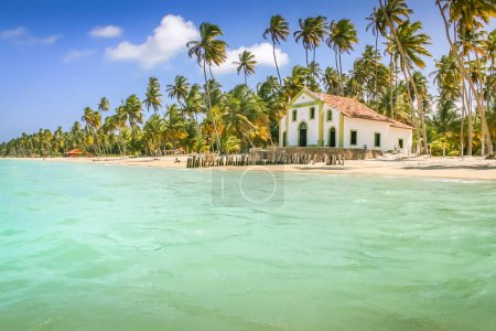 Photo for Carneiros Beach and idyllic Chapel in Pernambuco, Northeastern Brazil, South America - Royalty Free Image