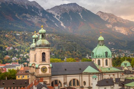 Aerial view of Innsbruck City at autumn, the capital of Tyrol, Austria