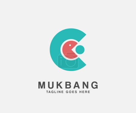 Ilustración de Pacman icono aislado letra c logo diseño utilizable para mukbang o comer corriente, revisión de alimentos chanel - Imagen libre de derechos