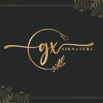 luxury gold signature initial GX logo design isolated leaf and flower