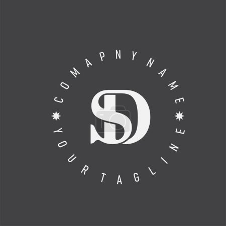 Logotyp-Kombinationsbuchstaben SD, DS, S, Dabstrakte Buchstaben Logo-Monogramm mit rundem Text für Slogan und Firmenname