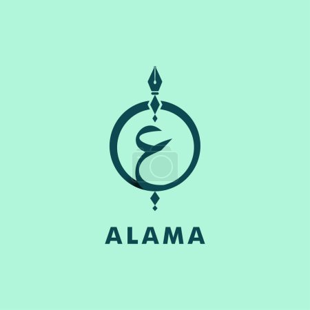 Der arabische Buchstabe khuruf Ain mit Bleistift und tect alama bedeutet auf Englisch Kenntnisse. Bohemian Style Vektor isoliert rosa Hintergrund