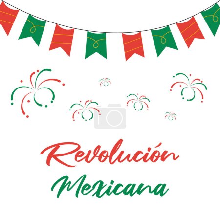 Illustration for Viva la Revolucion Mexicana, Long live Mexican Revolution Spanish text, Traditional mexican Holiday - Royalty Free Image