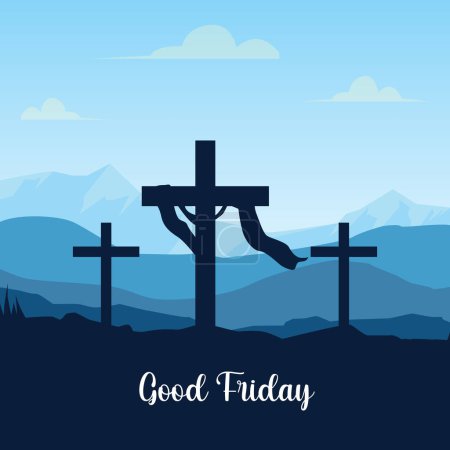 Illustration for Good Friday with Cross vector. Good Friday Vector Illustration. - Royalty Free Image