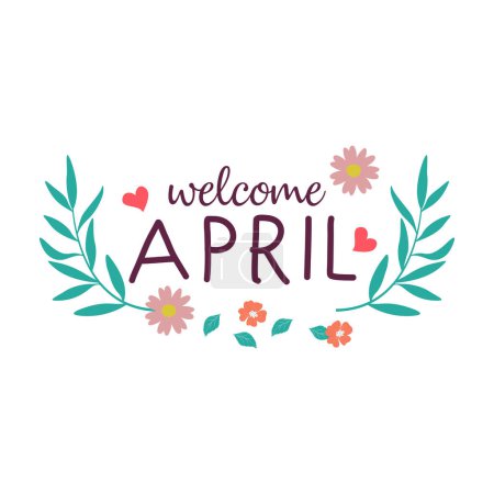 Hallo April. Willkommen im April. Hallo Frühling. April-Vektorillustration.