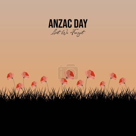 Illustration for Anzac Day vector. Remembrance day symbol. Lest we forget. Anzac day background with soldier. - Royalty Free Image