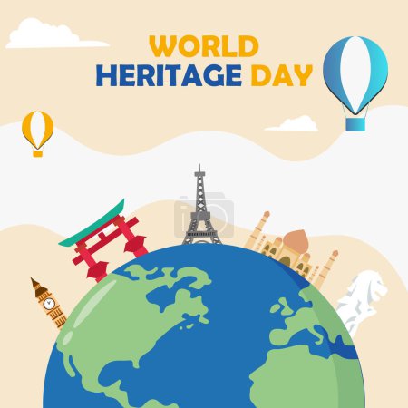 Téléchargez les illustrations : Journée du patrimoine mondial. Affiche du patrimoine mondial. - en licence libre de droit