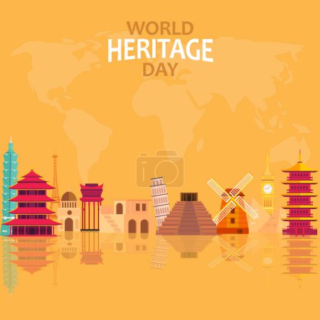 Téléchargez les illustrations : Journée du patrimoine mondial. Affiche du patrimoine mondial. - en licence libre de droit