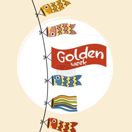 Vector Semana Dorada. Ilustración de tarjetas de la semana dorada. Celebración de la semana dorada. Japón semana de oro.