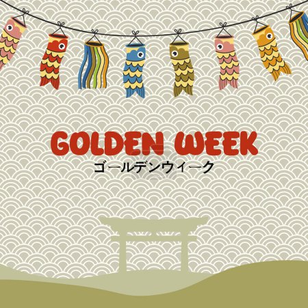 Goldene Woche. Goldene Woche Kartenillustration. Goldene Woche gefeiert. Japans goldene Woche.