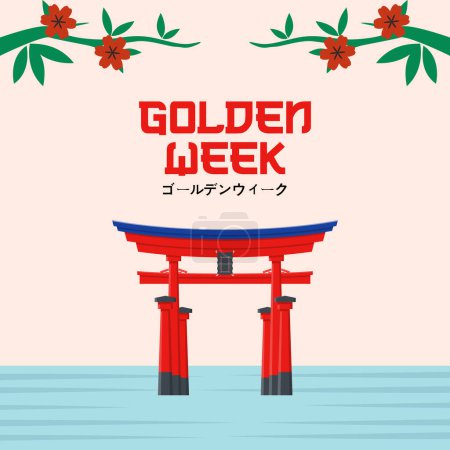 Illustration for Golden Week vector. Golden week card illustration. Golden week celebration. Japan golden week. - Royalty Free Image