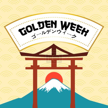 Illustration for Golden Week vector. Golden week card illustration. Golden week celebration. Japan golden week. - Royalty Free Image