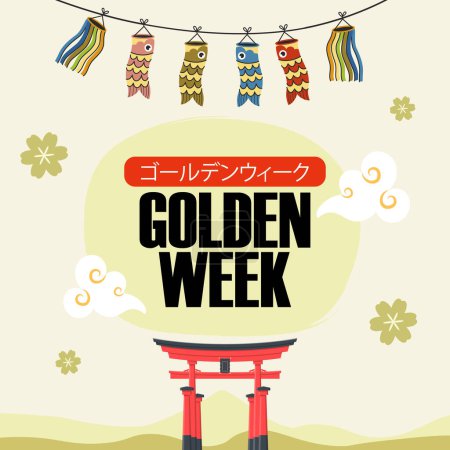 Vecteur Golden Week. Illustration de carte de semaine dorée. Célébration de la semaine. Japon semaine d'or.