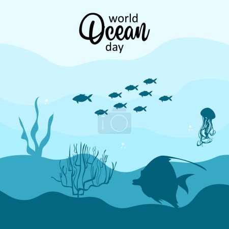 World oceans day vector. Oceans day.