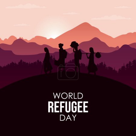 World Refugee Day Template Vector. una persona obligada a emigrar vector. Concepto Evento Social vector.