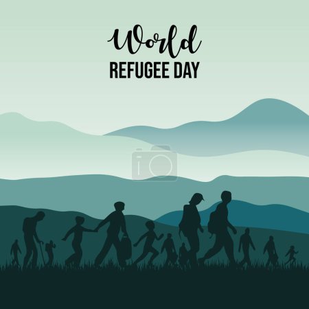 Vorlagenvektor zum Weltflüchtlingstag. Eine Person, die gezwungen ist, auszuwandern. Konzept Social Event Vektor.