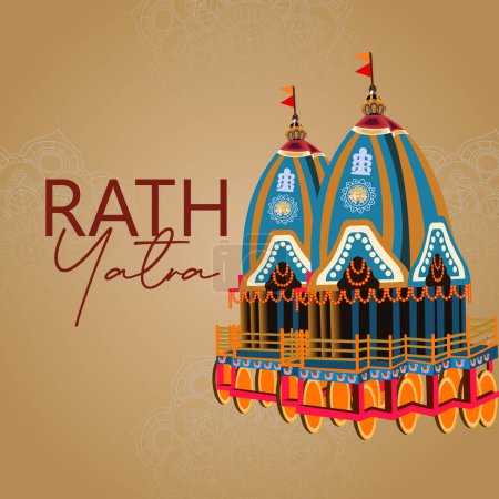 Rath Yatra Vektor. Happy Rath Yatra Urlaub Hintergrundfeier für Lord Jagannath.