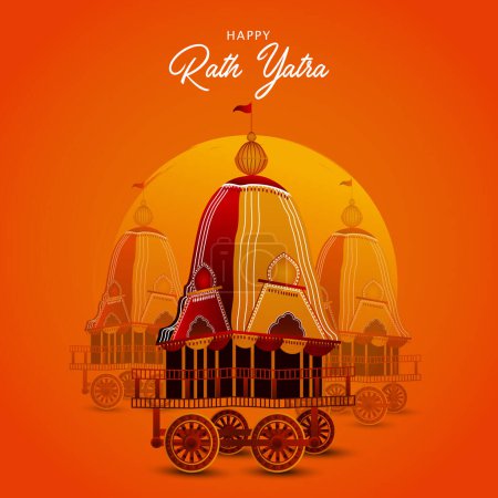 Rath Yatra vector. Happy Rath Yatra holiday background celebration for Lord Jagannath.