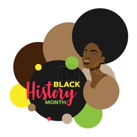 Téléchargez les illustrations : Beautiful african girl on poster, black history month, people of color, vector illustration - en licence libre de droit