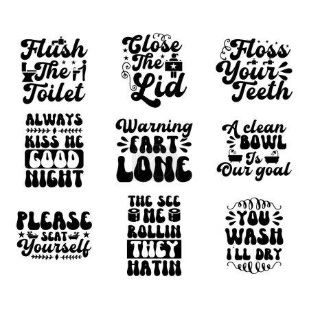 Téléchargez les illustrations : Ensemble de design de t-shirt de salle de bain - en licence libre de droit