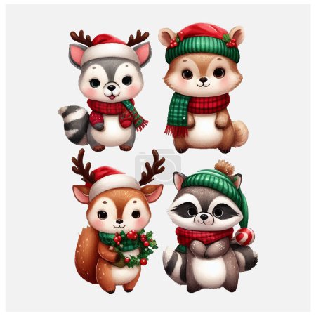 Christmas Baby Animals vector file