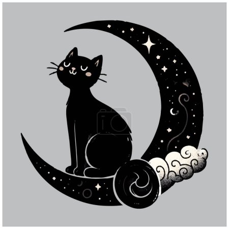 Illustration for Whimsical Black Cat  vector design, Whimsical Black Cat   vector File - Royalty Free Image