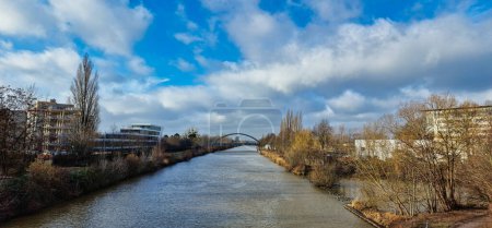 Mittelland Canal hanover in fine weather blue himmer couple of clouds. High quality photo