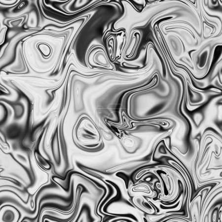 Foto de Black and white abstract background. Seamless texture of marble and flowing liquid. Futuristic combination of contrasting colors.Digital art. Backdrop for presentations and business cards. - Imagen libre de derechos