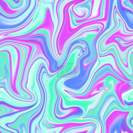 Holographic seamless pattern. The effect of flowing iridescent liquid. Psychedelic effect. Fairy tale unicorn trend background. 90s fashion.	