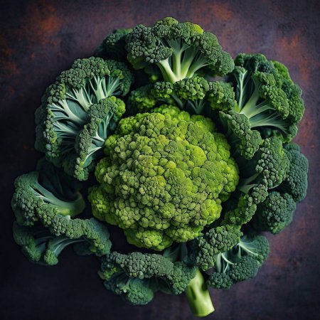 Dive into the exquisite world of 'Broccoflower Bloom,' where the vibrant fusion of orange and yellow sets the stage for a celebration of nature's bounty. This captivating illustration showcases the unique and nutritious combination of broccoli and ca