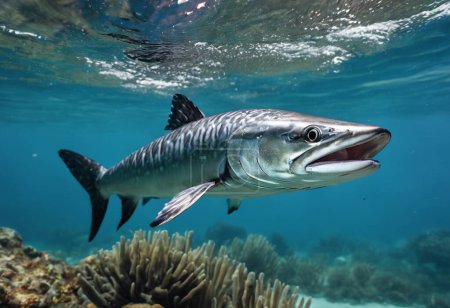 Foto de Barracuda Swift y el temible depredador del océano - Imagen libre de derechos
