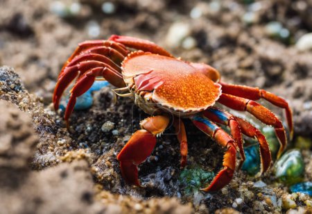 Téléchargez les photos : La vie dans les eaux peu profondes Explorer le monde des crabes le long des côtes - en image libre de droit