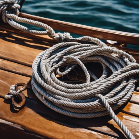 Sérénité maritime Gros plan sur les n?uds sécurisés et le gréement sur un yacht amarré