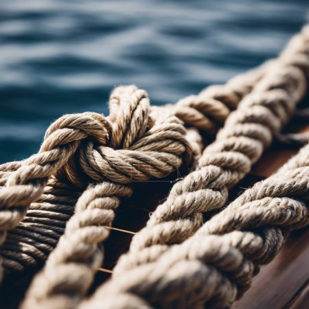 Seeländische Gelassenheit Nahaufnahme sicherer Knoten und Rigging auf einer angedockten Jacht