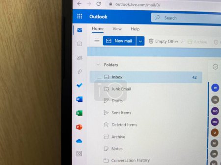 Photo for Malang, Indonesia - May 27th 2023: Close-up of Microsoft Outlook mail on a laptop screen. - Royalty Free Image