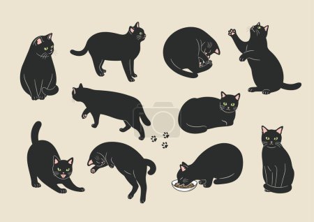 Illustration for Illustration set of cats in various poses. - Royalty Free Image
