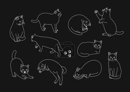 Téléchargez les illustrations : Illustration set of cats in various poses - en licence libre de droit