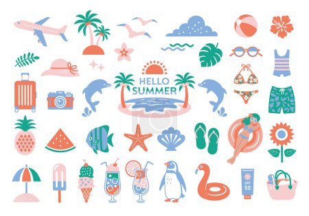 Illustration for Summer and beach illustration set - Royalty Free Image