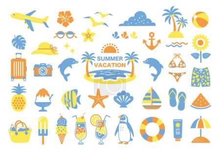 Illustration for Summer and beach illustration set - Royalty Free Image