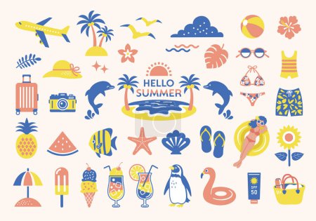 Summer and beach illustration set
