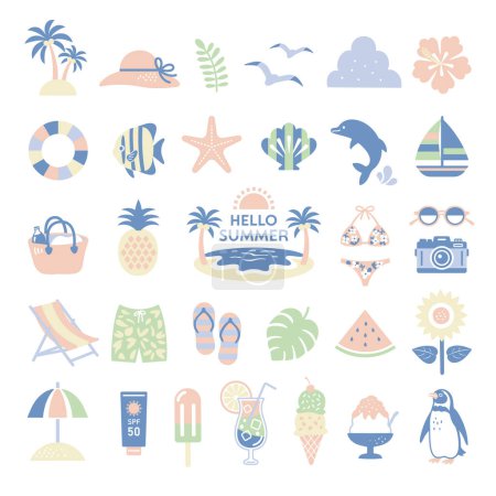 Illustration for Summer and beach icon illustration_05 - Royalty Free Image