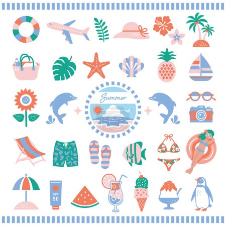 Illustration for Summer and beach icon illustration_03 - Royalty Free Image