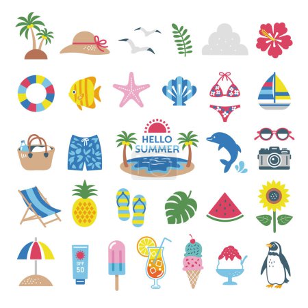Illustration for Summer and beach icon illustration_04 - Royalty Free Image