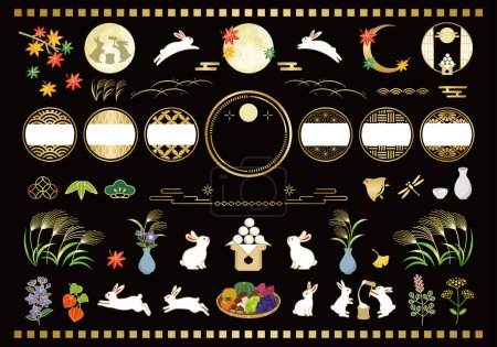 Ilustración de Festival de visualización de la luna japonesa con conejos. ilustración del vector illustration.vector. - Imagen libre de derechos