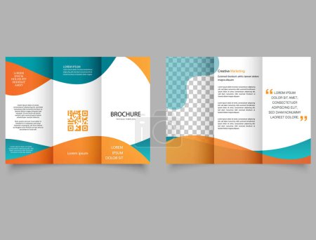 Illustration for Creative concept tri folded flyer or brochure. Bright trifold brochure with liquid forms. - Royalty Free Image
