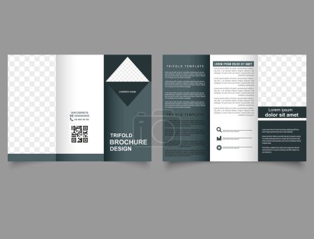 Ilustración de Un folleto plegable gris. Diseño minimalista. Diseño de volante para publicidad. archivo de vector. - Imagen libre de derechos