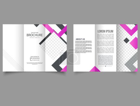 Illustration for Trifold brochure with geometric elements. Editable vector templates with design elements. . Flyer and Leaflet, Cards, Landing, Website Design. Vector illustration. - Royalty Free Image